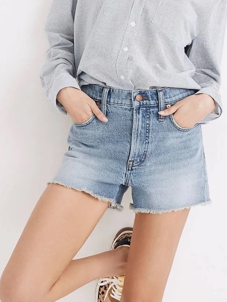 Madewell The Perfect Jean Short - Light Blue Wash
